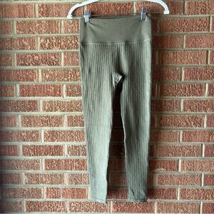 Fabletics Olive Green PowerHold 7/8 Ribbed Leggings Size Small